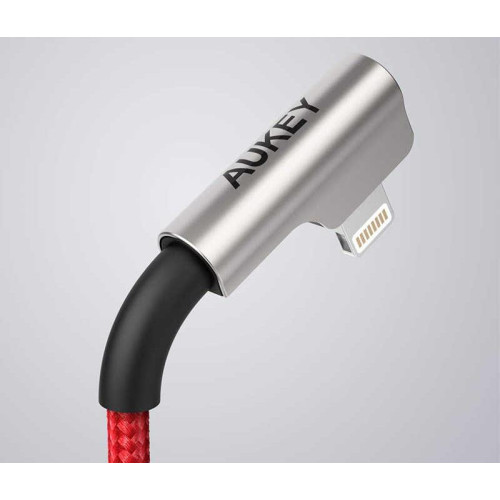 CB-AL01 Red OEM nylonowy kabel USB - Lightning | 2m | wtyki 90 stopni | certyfikat MFi-7894880