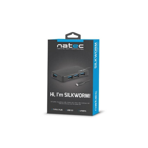 Koncentrator USB 4 porty Silkworm USB 3.0 czarny USB-C -789720