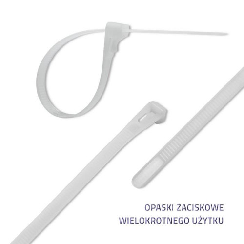 Opaski zaciskowe wielorazowe/trytytki | 7.2*400mm | Nylon UV | Białe-7898456