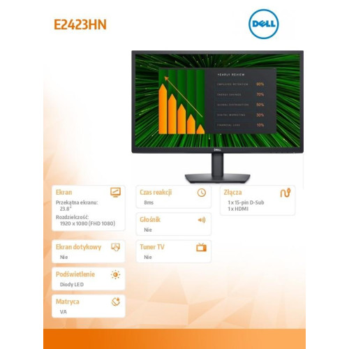 Monitor E2423HN 23,8 cali VA LED Full HD (1920x1080)/16:9/HDMI/VGA/3Y AES-7899396
