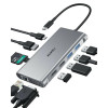 CB-C89 aluminiowy Hub USB-C | 10w1 | RJ45 Ethernet 10/100/1000Mbps | 4xUSB | HDMI 4k@30Hz | SD i microSD | USB-C Power D