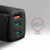 ACU-DPQ65 Ładowarka sieciowa, GaN 65W, 3x port (USB-A + dual USB-C), PD3.0/QC4+/PPS/Apple, czarna-7905439