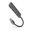 HUE-MSA Hub 4-portowy USB 3.2 Gen 1 switch, metalowy, 20cm USB-A kabel, microUSB dodatkowe zasilanie-7905593