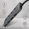 HUE-MSA Hub 4-portowy USB 3.2 Gen 1 switch, metalowy, 20cm USB-A kabel, microUSB dodatkowe zasilanie-7905594