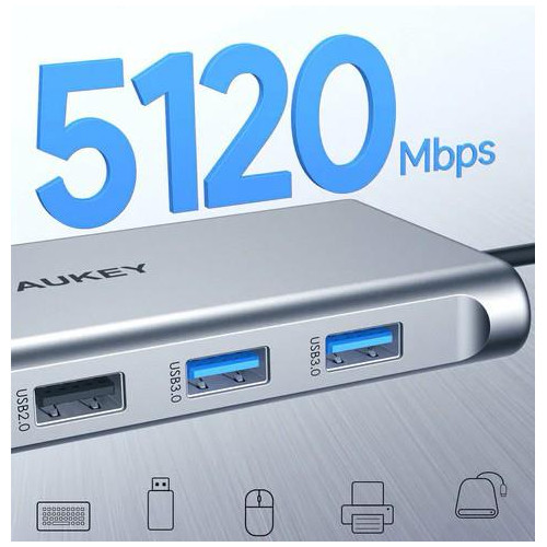 CB-C89 aluminiowy Hub USB-C | 10w1 | RJ45 Ethernet 10/100/1000Mbps | 4xUSB | HDMI 4k@30Hz | SD i microSD | USB-C Power Delivery 100W-7900634