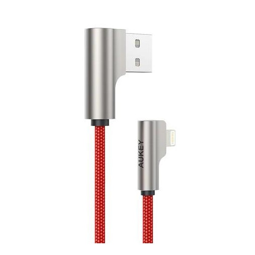CB-AL04 Czerwony OEM nylonowy kabel USB - Lightning | 1m | wtyki90 stopni | certyfikat MFi-7900645
