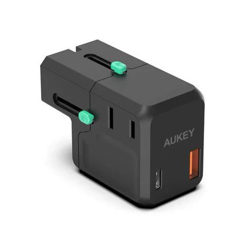 PA-TA06 Uniwersalny podróżny adapter sieciowy 1xUSB-C PowerDelivery + 1xUSB-A Quick Charge | pasuje w ponad 150 krajach-