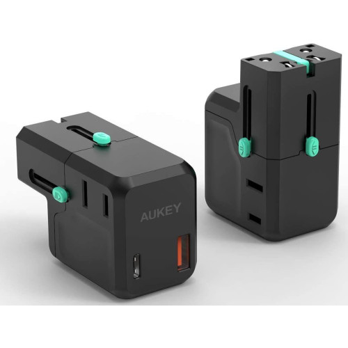 PA-TA06 Uniwersalny podróżny adapter sieciowy 1xUSB-C PowerDelivery + 1xUSB-A Quick Charge | pasuje w ponad 150 krajach-7900663