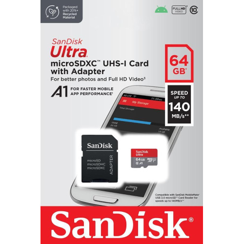 Karta Ultra microSDXC 64GB 140MB/s A1 + Adapter SD -7901142