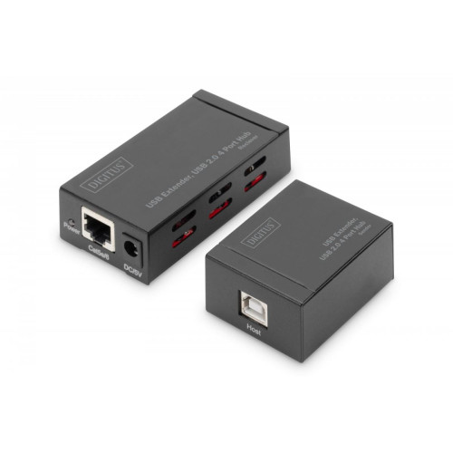 Przedłużacz/Extender HUB 4 porty USB 2.0 po skrętce kat. 5e/7, do 50m-7901488