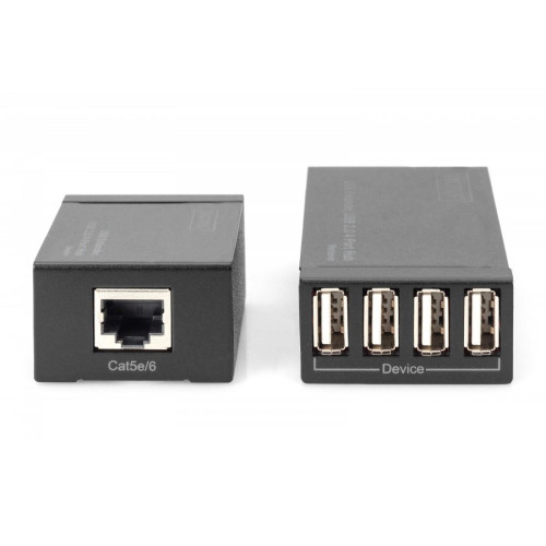 Przedłużacz/Extender HUB 4 porty USB 2.0 po skrętce kat. 5e/7, do 50m-7901491