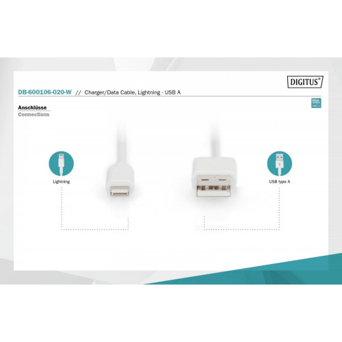Kabel do transmisji danych/ładowania USB A/Lightning MFI 2m Biały-7903787