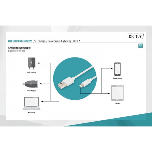 Kabel do transmisji danych/ładowania USB A/Lightning MFI 2m Biały-7903788