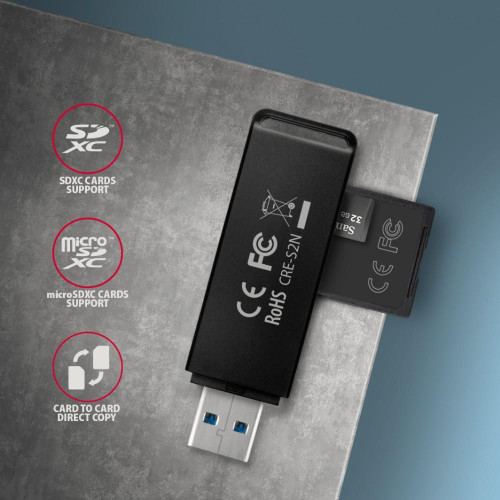 CRE-S2N Czytnik zewnętrzny kart USB-A 3. 2 GEN 1, 2-gniazda lun SD/microSD, UHS-I-7904830
