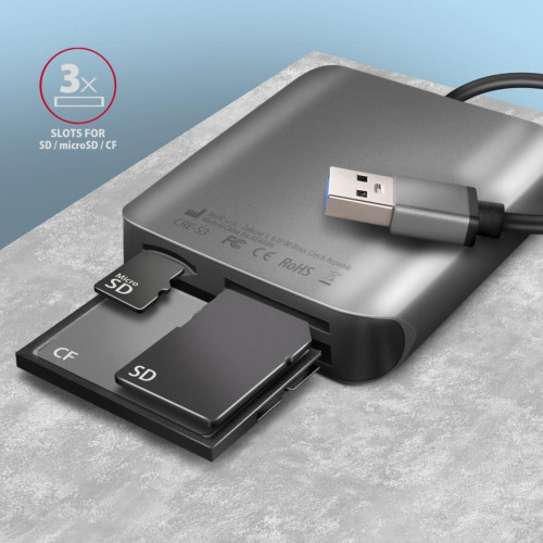 CRE-S3 Czytnik zewnętrzny kart USB-A 3. 2 GEN 1, 3-slot lun SD/microSD/CF, obsługa UHS-II-7904837