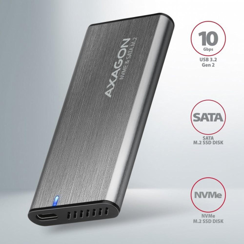 EEM2-SG2 Obudowa zewnętrzna aluminiowa bezśrubowa USB-C 3.2 Gen 2 M.2 NVMe & SATA SSD + USB-A - USB-C redukcja-7905050