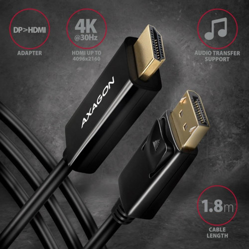 RVD-HI14C2 Adapter aktywny DisplayPort -> HDMI 1.4, kabel 1,8m, 4K/30Hz-7905206