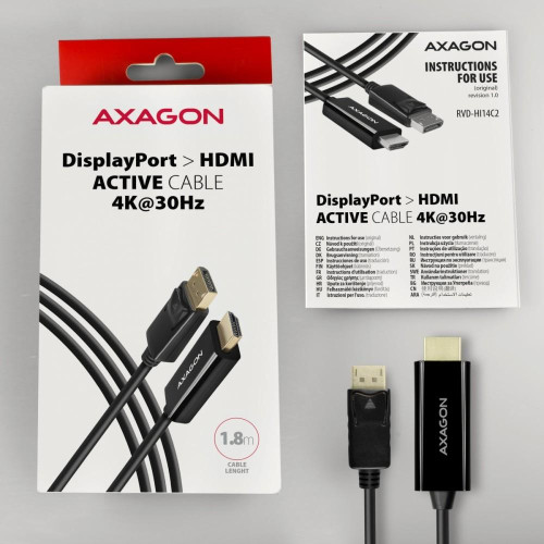 RVD-HI14C2 Adapter aktywny DisplayPort -> HDMI 1.4, kabel 1,8m, 4K/30Hz-7905210