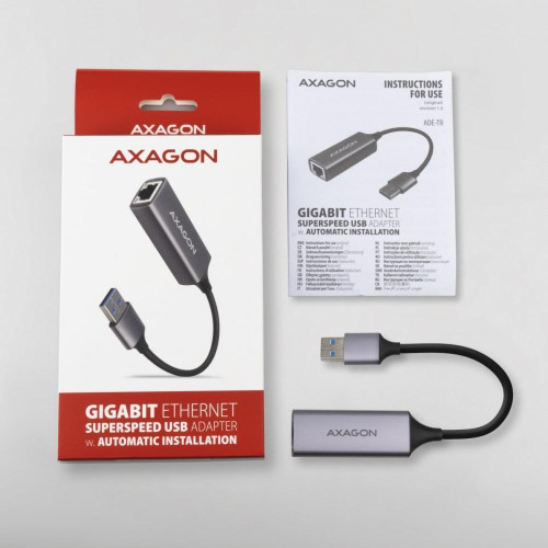 ADE-TR Karta sieciowa Gigabit Ethernet adapter, USB-A 3.2 Gen 1, instalacja automatyczna, metalowy, tytanowa szarość-7905331
