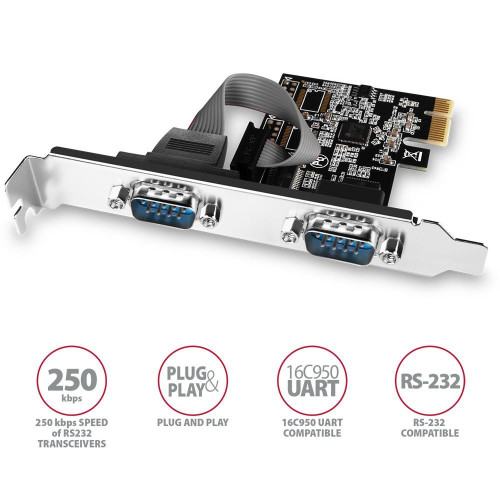 PCEA-S2N Kontroler PCIe 2x port szeregowy RS232 250 Kbps, w zestawie SP & LP-7905340