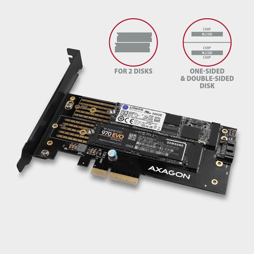 PCEM2-D Adapter wewnętrzny PCIe x4, 1x M.2 NVMe M-key + 1x SATA B-key slot, SP & LP-7905364