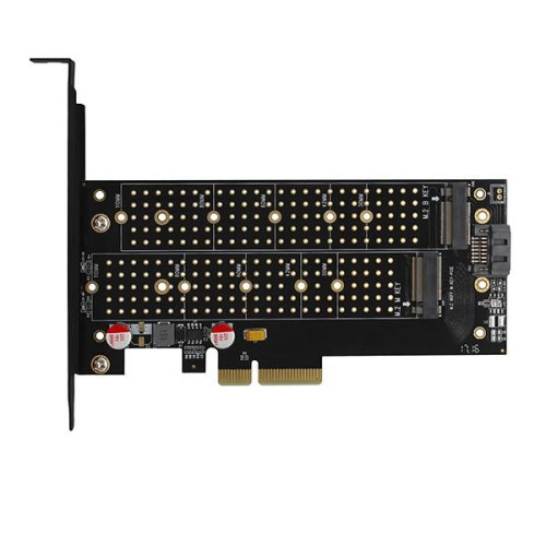 PCEM2-DC Adapter wewnętrzny PCIe x4, 1x M.2 NVMe M-key + 1x SATA B-key slot, chłodnica, SP & LP + radiator-7905376
