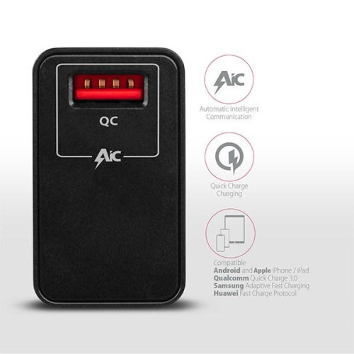 ACU-QC19 Ładowarka sieciowa, QC 19W, 1x port USB-A, QC3.0/AFC/FCP/SMART, czarna-7905478