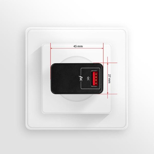 ACU-QC19 Ładowarka sieciowa, QC 19W, 1x port USB-A, QC3.0/AFC/FCP/SMART, czarna-7905481