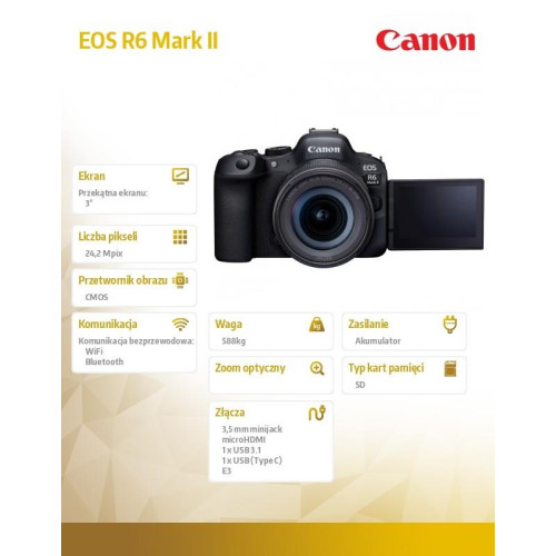 Aparat bezlusterkowy EOS R6 Mark II V5+RF24-105 STM 5666C020-7906228