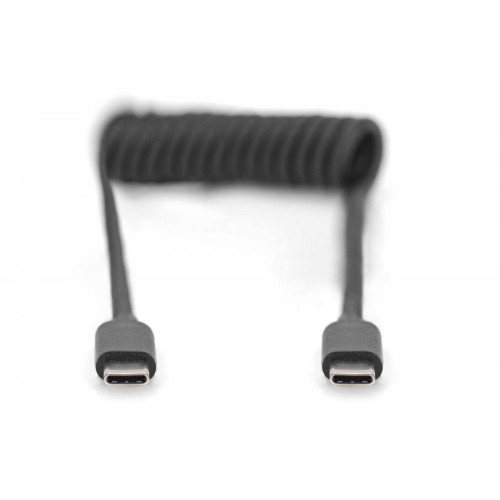 Kabel spiralny USB C/USB C, USB 2.0, PD 60W, max. 1m Czarny-7906490