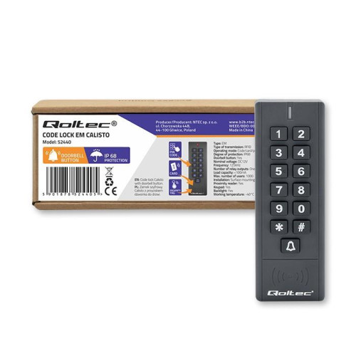 Zamek szyfrowy CALISTO z czytnikiem RFID | kod | karta | brelok |dzwonek | IP68 | EM -7907512