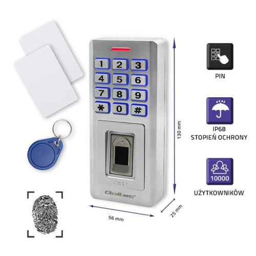 Zamek szyfrowy OBERON z czytnikiem linii papilarnych | RFID | kod| karta | brelok | dzwonek | IP68 | EM -7907544