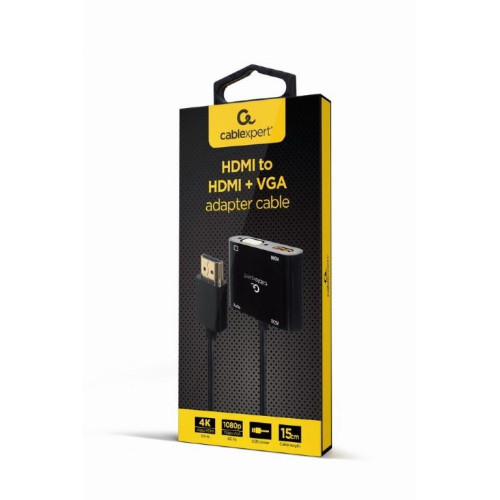Adapter HDMI męski do HDMI żeński + VGA żeński z audio i dodatkowym portem zasilania-7910249