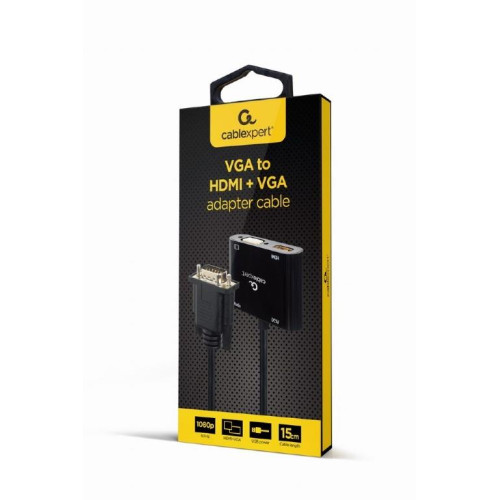 Konwerter sygnału VGA do HDMI + VGA czarny, 15 cm-7910274