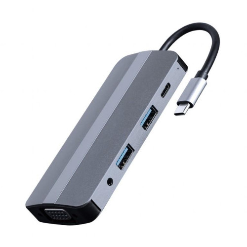 Adapter USB-C 8w1, HDMI, USB-C, PD, VGA, USB 3.1, 2.0, audio, czytnik kart-7910278