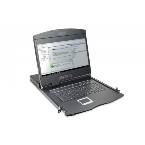 Konsola 19 LCD z touchpad KVM 8 portów 1U komplet kabli (8xDS-19231) klawiatura US-797528