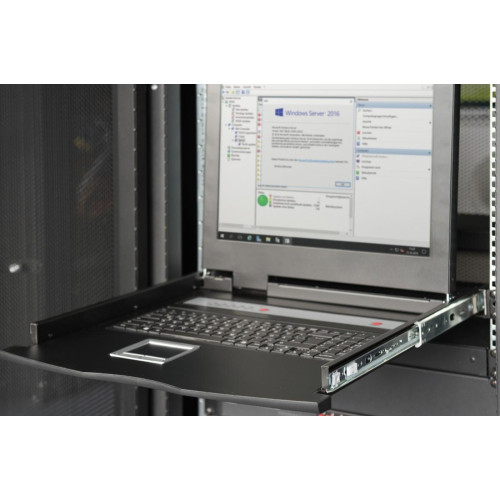 Konsola 19 LCD z touchpad KVM 8 portów 1U komplet kabli (8xDS-19231) klawiatura US-797530