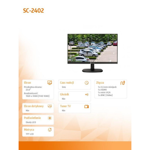 Monitor 23,8 cala SC-2402 czarny IPS FHD VGA HDMI-8000210