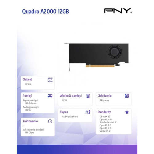 Karta graficzna Quadro A2000 12GB DDR6 VCNRTXA2000-12GB-SB-8000218