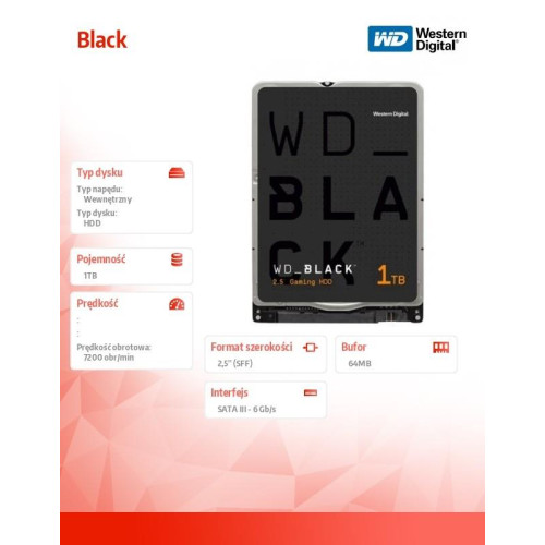 HDD Black 1TB 2,5 64MB SATAIII/7200rpm SMR-8000362
