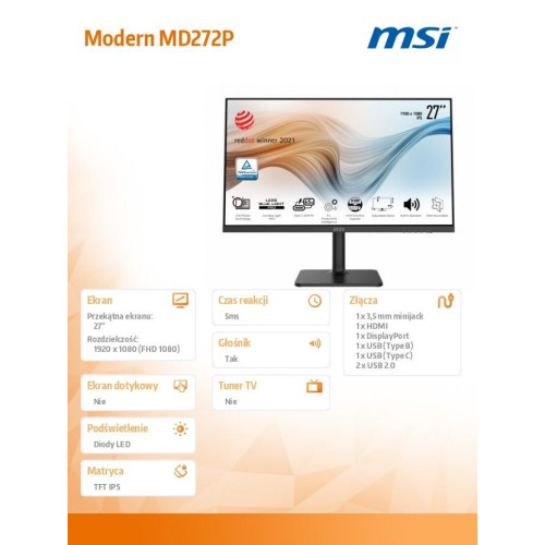 Monitor Modern MD272P 27 cali IPS/LED/FHD/4ms/75Hz -8000981