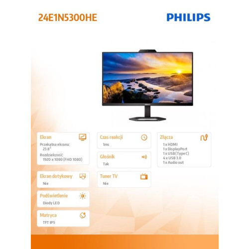 Monitor 24E1N5300HE IPS 23.8 cala HDMI DP USB-C Pivot-8001171