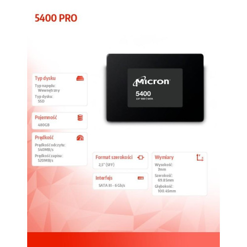 Dysk SSD 5400 PRO 480GB MTFDDAK480TGA-1BC1ZABYYR-8001206