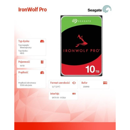 Dysk IronWolfPro 10TB 3.5'' 256MB ST10000NT001 -8001347