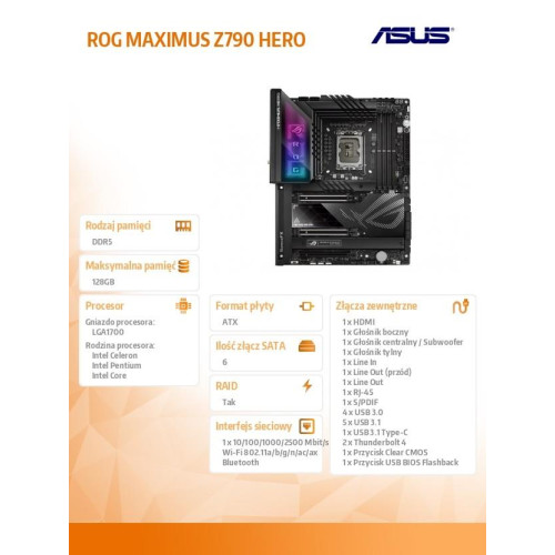 Płyta główna ROG MAXIMUS Z790 HERO s1700 4DDR5 HDMI M.2 ATX-8001402