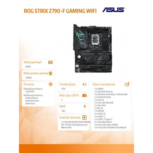 Płyta główna ROG STRIX Z790-F GAMING WIFI 4DDR5 HDMI/DP ATX -8001408