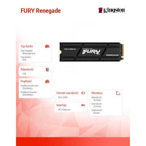 Dysk SSD FURY Renegade 1TB PCI-e 4.0 NVMe 7300/6000-8001594