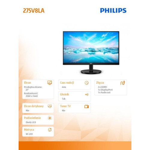 Monitor 275V8LA 27 cali VA HDMIx2 DP Głośniki -8001744