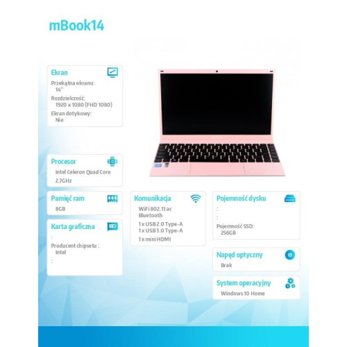 Laptop mBook14 Różowy-8001865