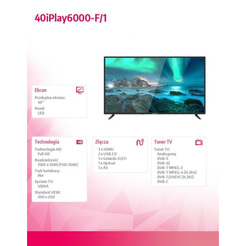 Telewizor LED 40 cali 40iPlay6000-F/1-8001888